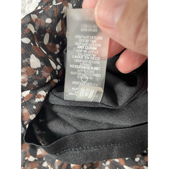 Tommy Hilfiger Black Brown and White Flowy Dress With Ruffles Women's Sz 10, - Picture 9 of 9